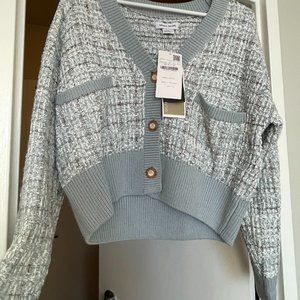 Light blue tweed cardigan